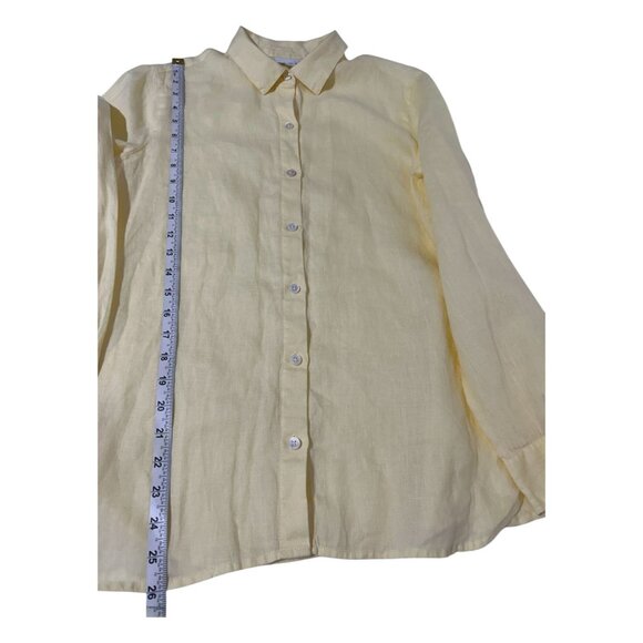 J. Jill Love Linen Womens XS Button-Up Shirt Light Yellow - Picture 9 of 10